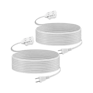 12 ft 3 Outlet Indoor Extension Cord 16/2 SPT-2, 2 Pack White, 2 Prong Polarized Plug Bn-link