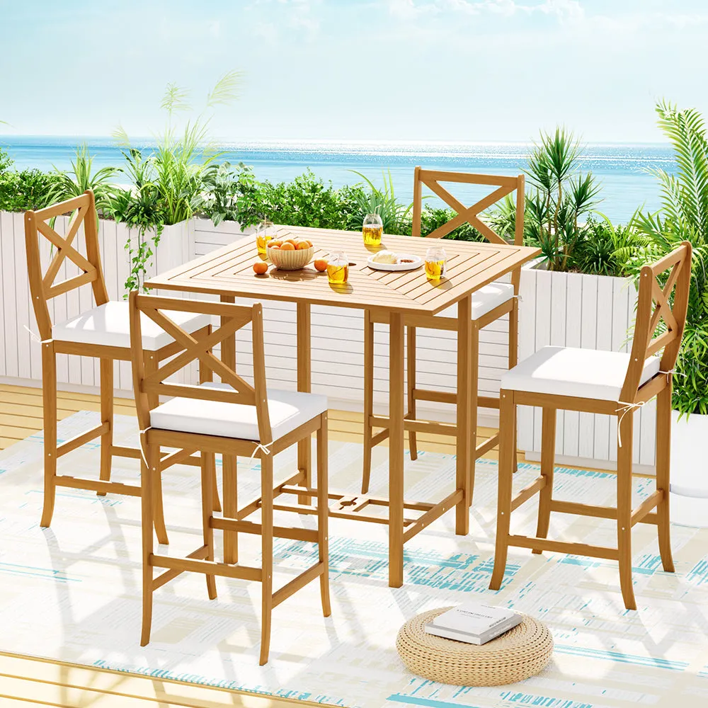 5 Piece Acacia Wood Outdoor Bar Set