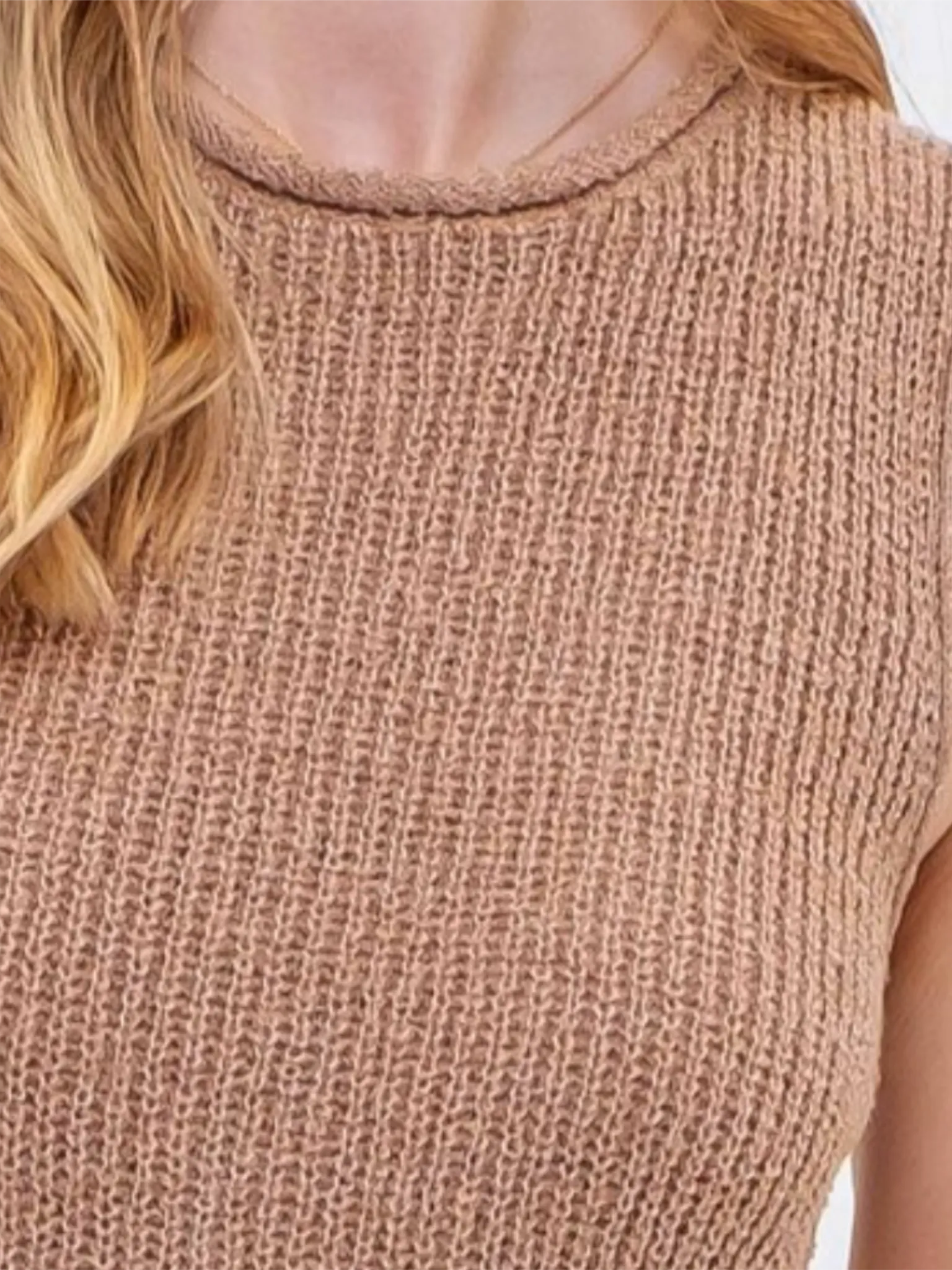 Alani Crochet Knit Tank - Tan