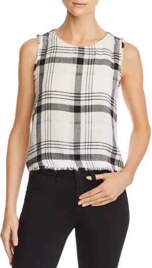 Bella Dahl Frayed Plaid Button-Back Tank