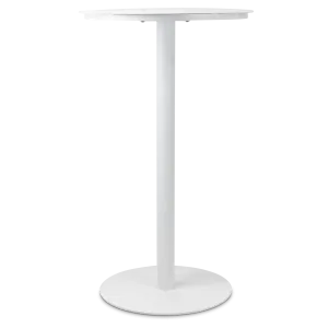 Cafe Collection Round Bar Table in Aluminium and Steel Base in Arctic White