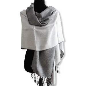 Double-faced Diamond Handwoven Shawl - White