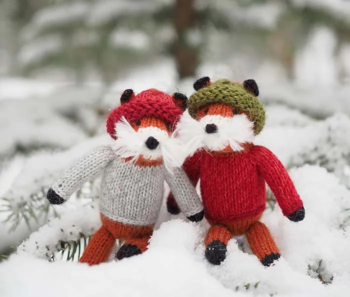 Fox In Sweater Ornament- Set Of 3