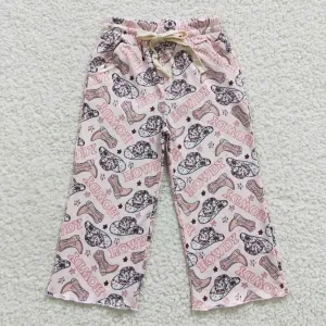 girls howdy drawstring pink pants P0136