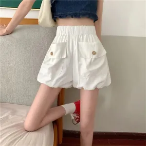 High Loose Oversized Solid Casual Waist Short