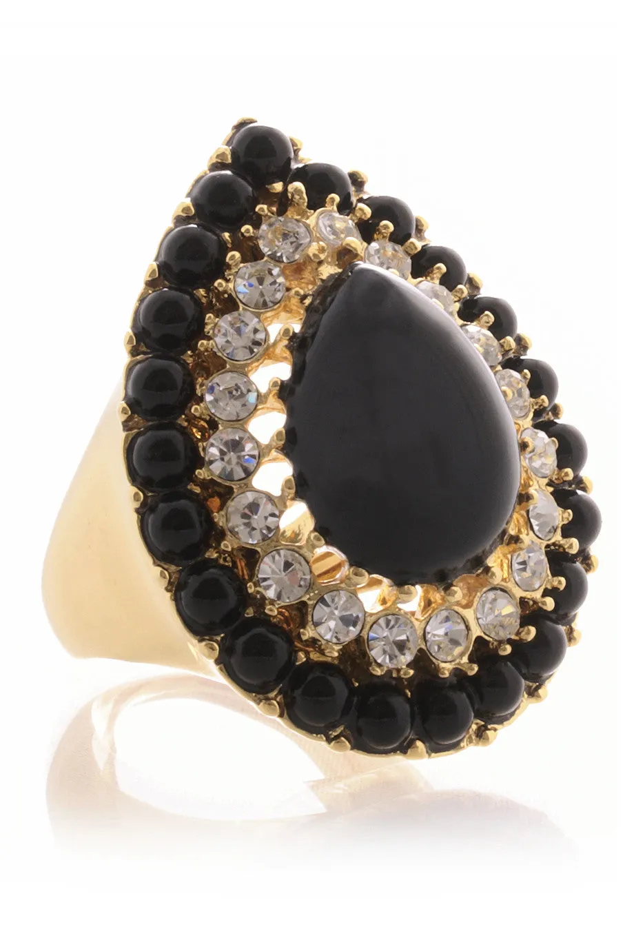 KENNETH JAY LANE GUSTAVA Black Cocktail Ring