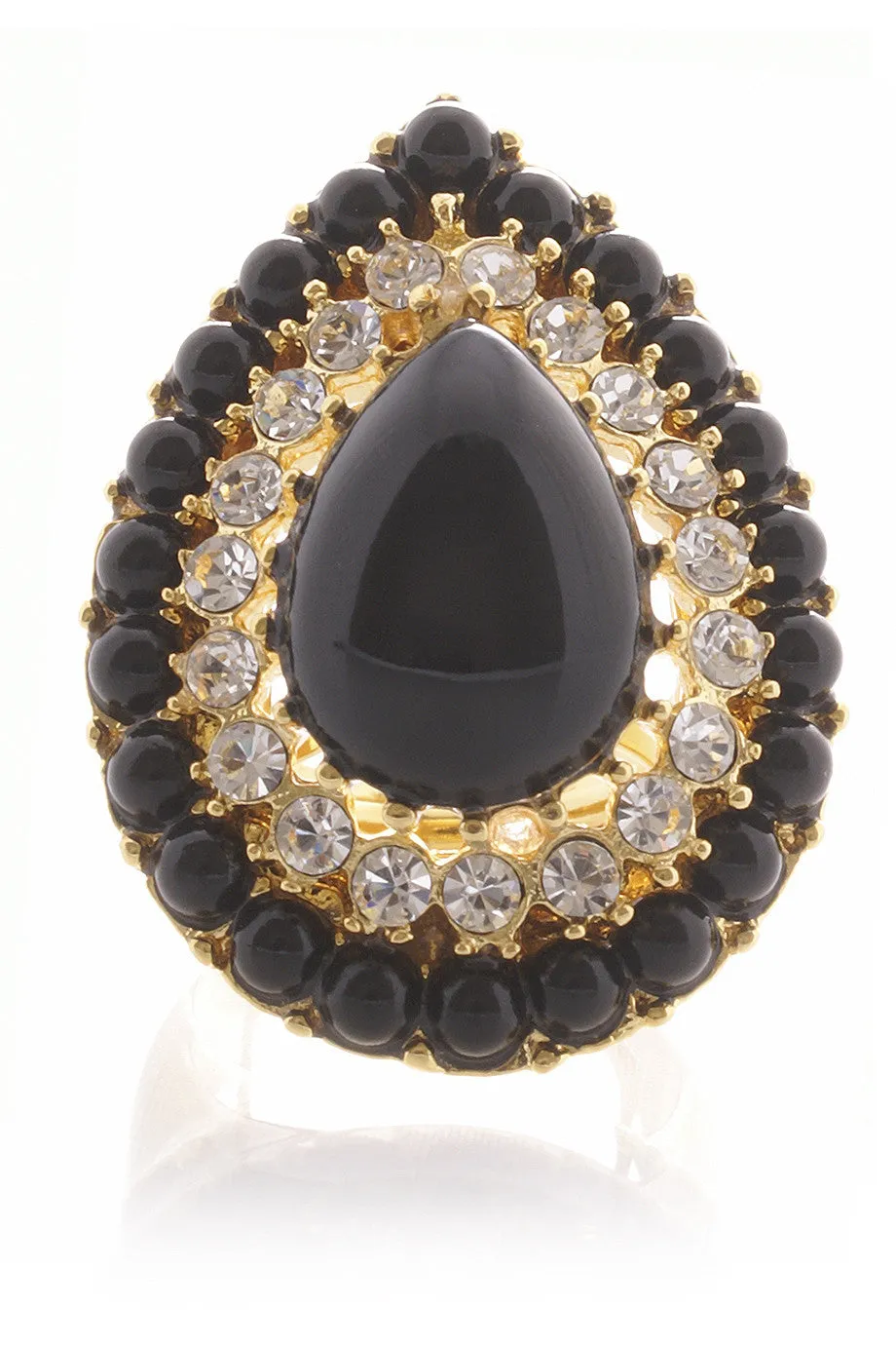 KENNETH JAY LANE GUSTAVA Black Cocktail Ring