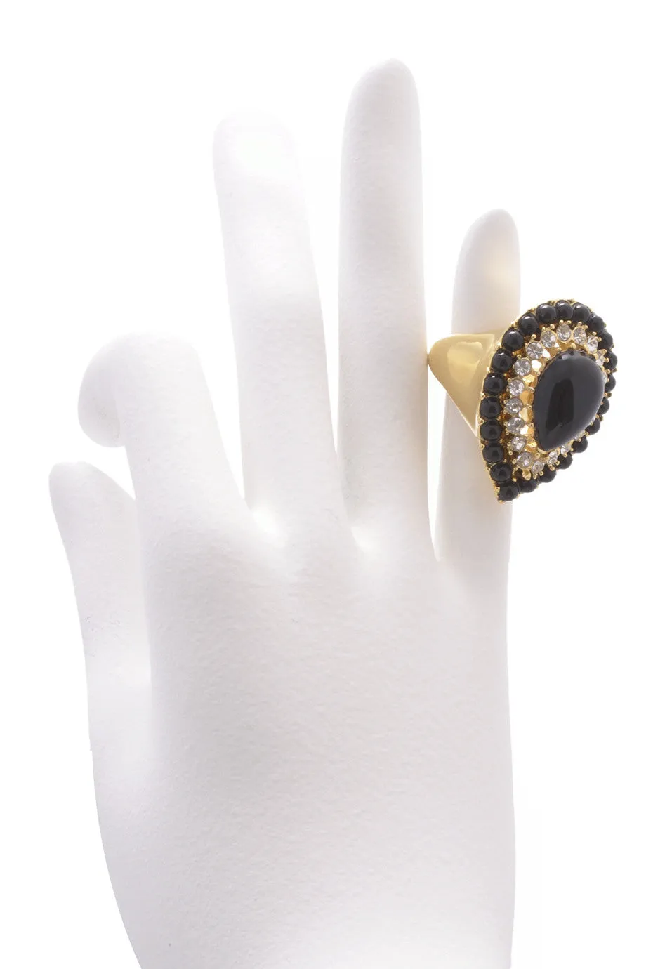 KENNETH JAY LANE GUSTAVA Black Cocktail Ring