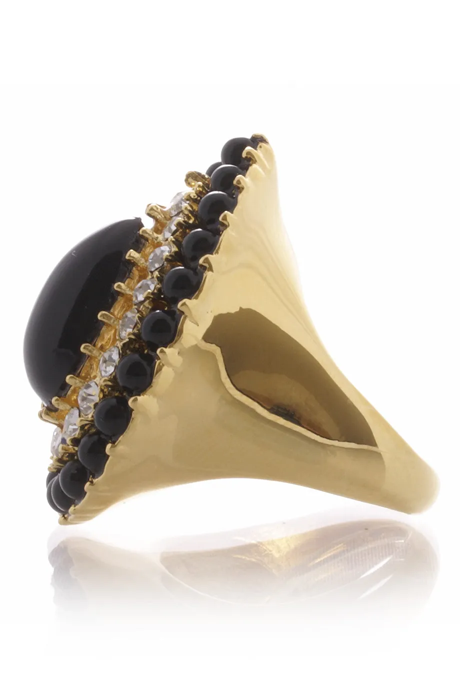 KENNETH JAY LANE GUSTAVA Black Cocktail Ring