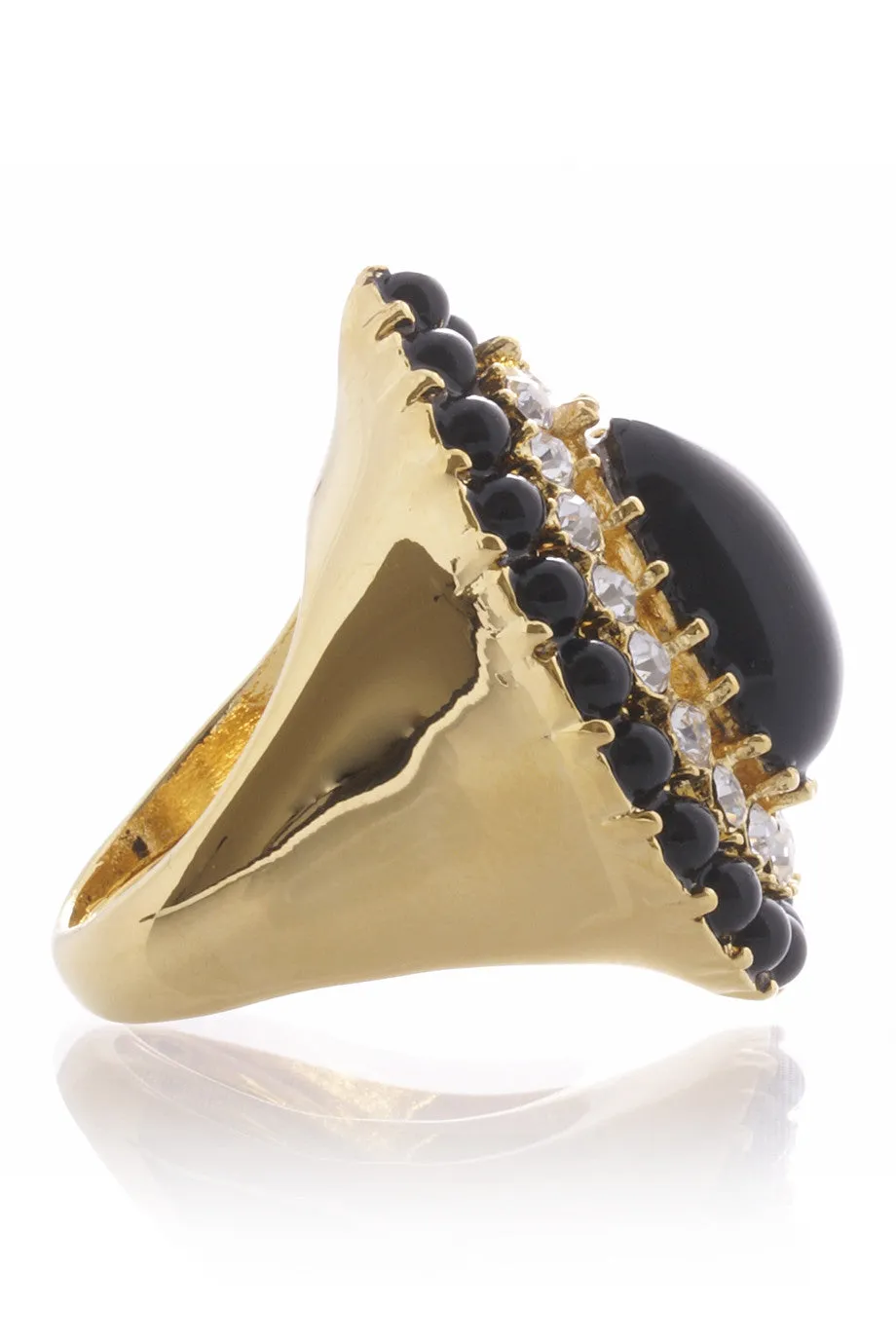 KENNETH JAY LANE GUSTAVA Black Cocktail Ring