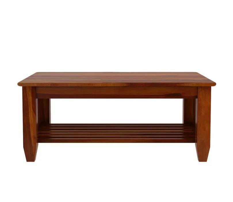 Krishana Art Palace, Solid Sheesham Wood Wooden Centre Table Coffee Table Center Table Teapoy for Living Room Wooden Home Furniture (Honey Finish) (03)