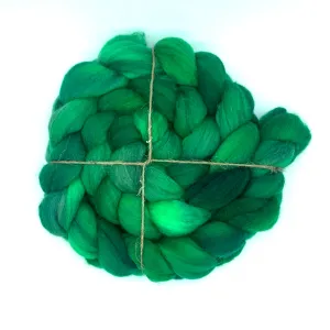 Laurelhurst Roving 4oz: Very Green ~ Superfine Merino, Silk, Yak