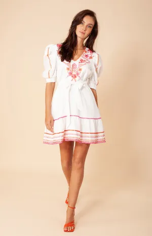 Lorna Embroidered Linen Dress