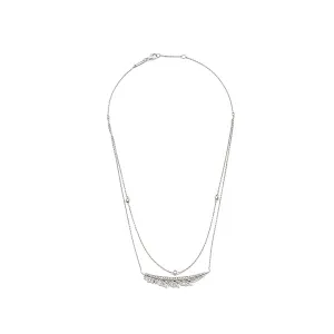 Magnipheasant Pavé Feather Necklace White Gold