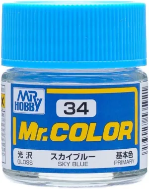 Mr. Hobby C34 Mr. Color Gloss Sky Blue Lacquer Paint 10ml