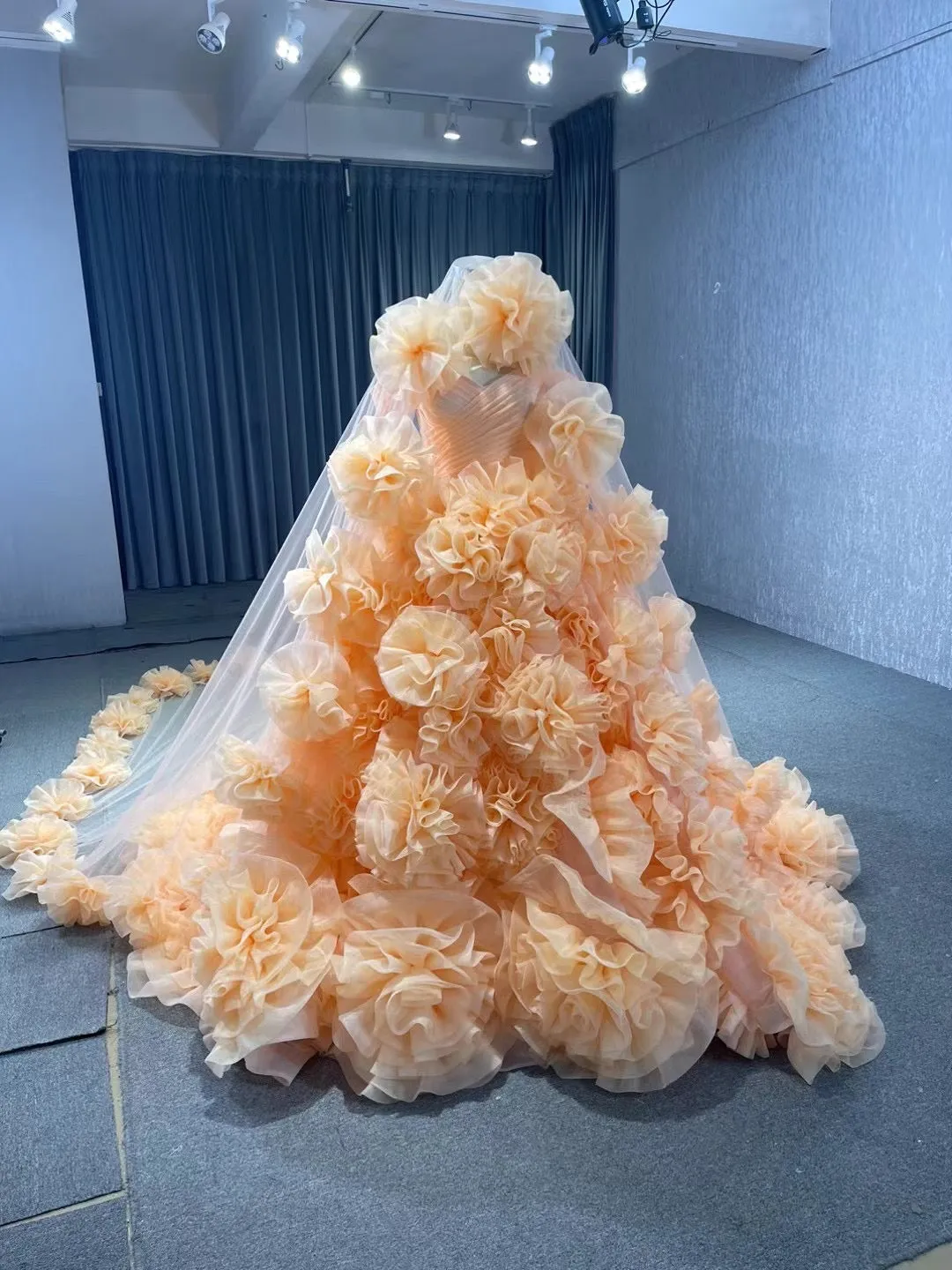 Orange Ruffles Tiered Sweet 16 Ball Gowns Off the Shoulder Pageant Dresses Quinceanera Dress 231109