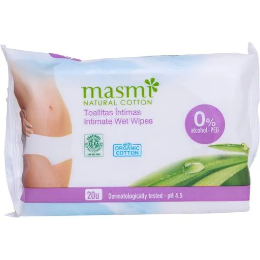 ORGANIC INTIMATE CARE WIPES 100% organic cotton MASMI