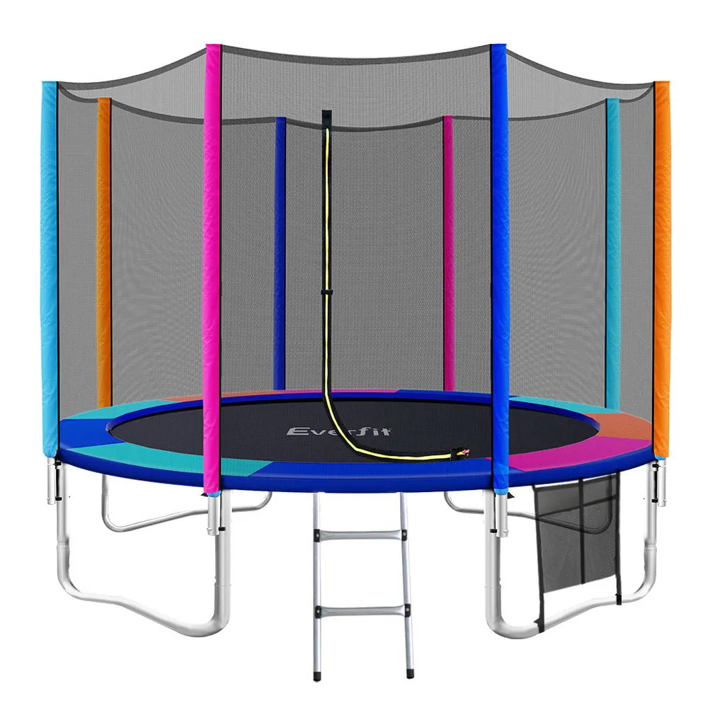 Outdoor Round 12Ft Trampoline Kids Children Enclosure Safety Net Pads Multi Colour