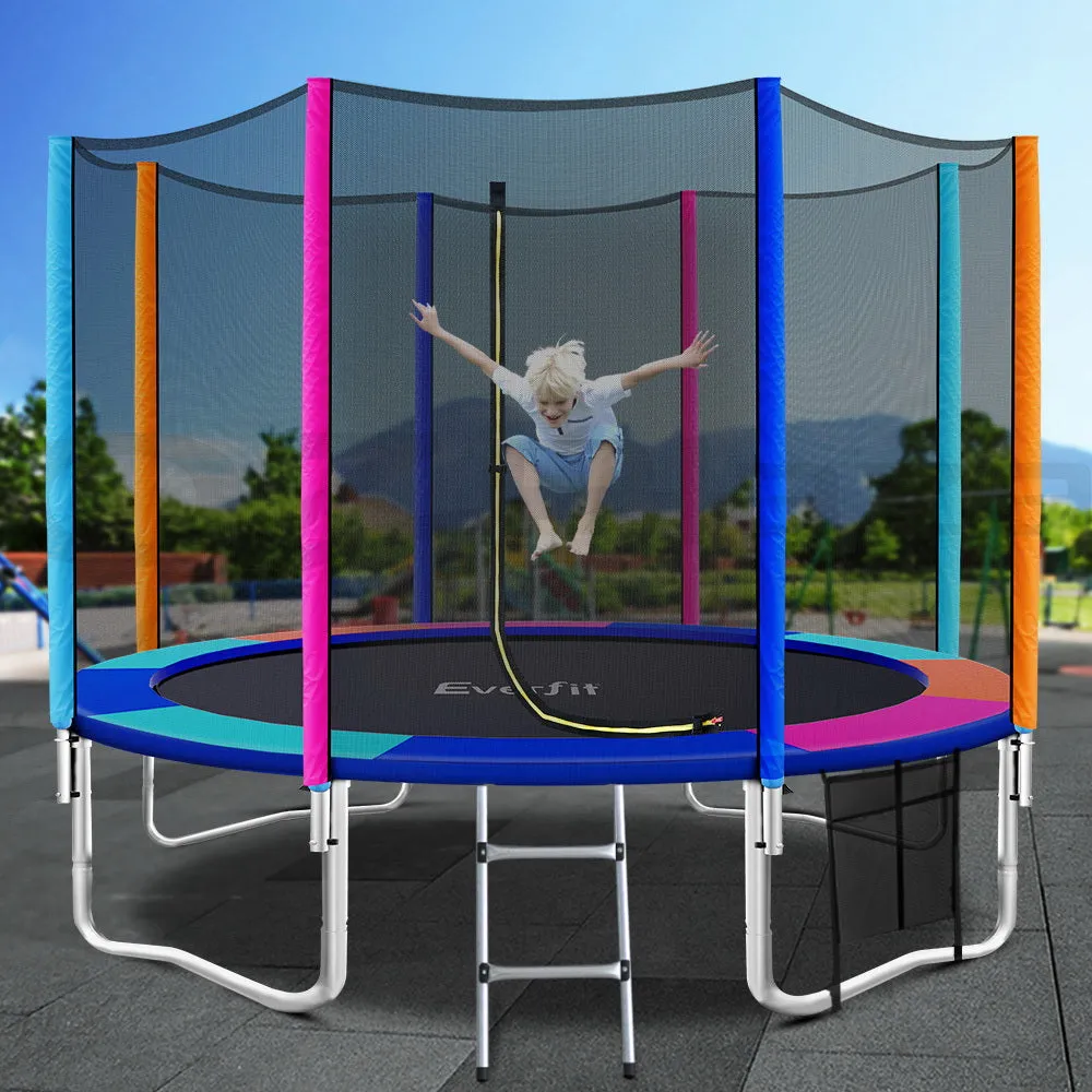 Outdoor Round 12Ft Trampoline Kids Children Enclosure Safety Net Pads Multi Colour