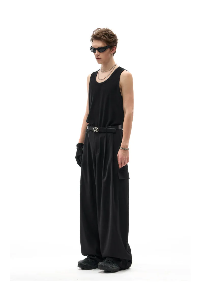 Oversized pleated casual pants