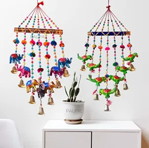 PALPAL Elephant And Parrot Wind Chimes Set of 2 Home Décor Item (1parrot&1elephant-bharva-wc-set-2)