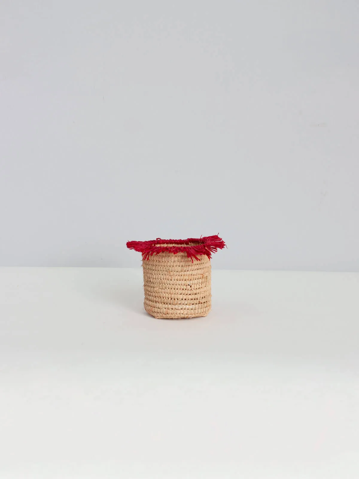 Raffia Tassel Storage Pots, Red