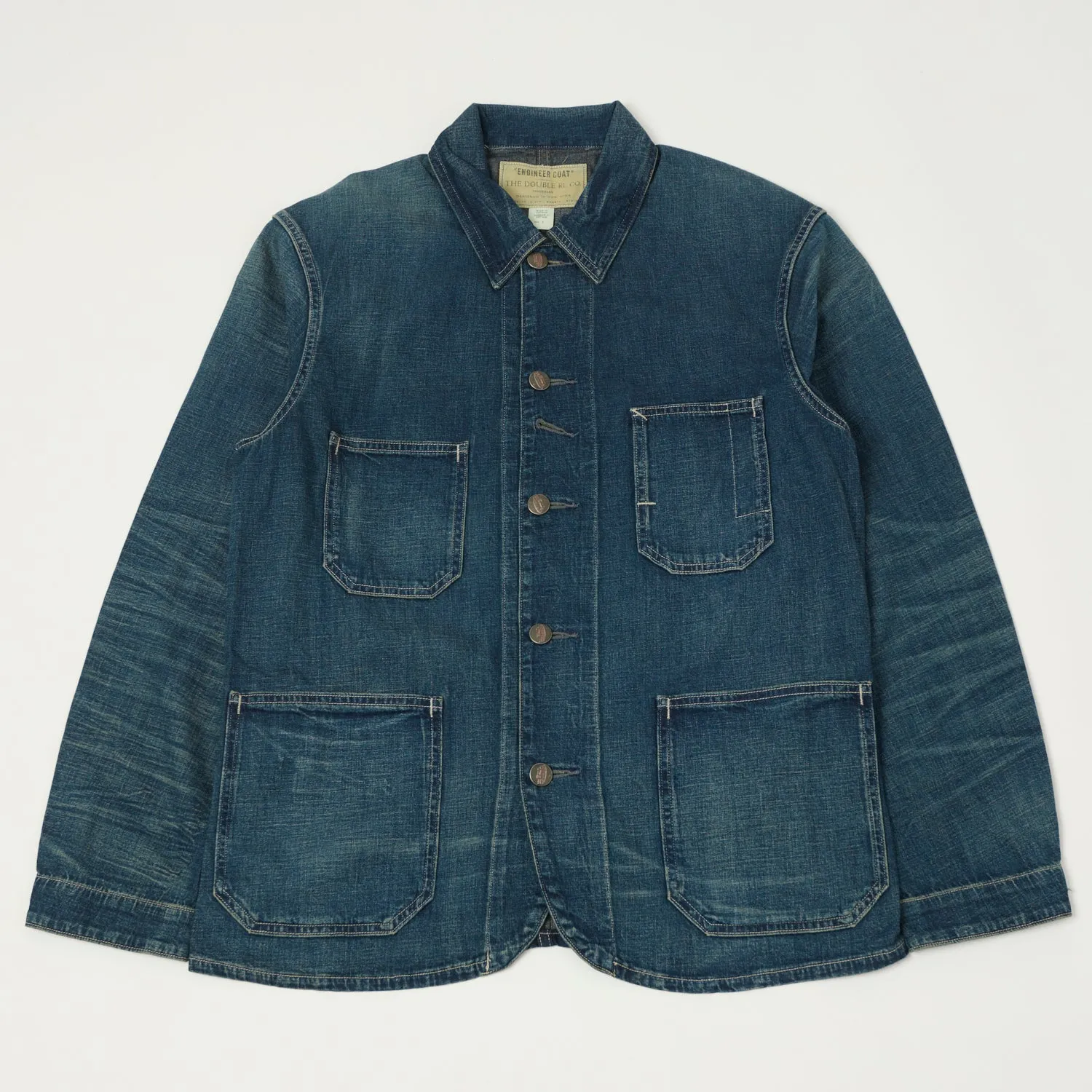 RRL Cotton-Linen Denim Engineer Jacket - Mid Wash