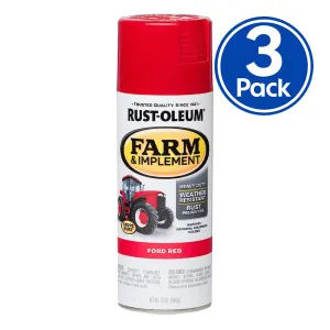 RUST-OLEUM Farm Equipment Spray Paint Ford Red 340g Aerosol x 3 Pack