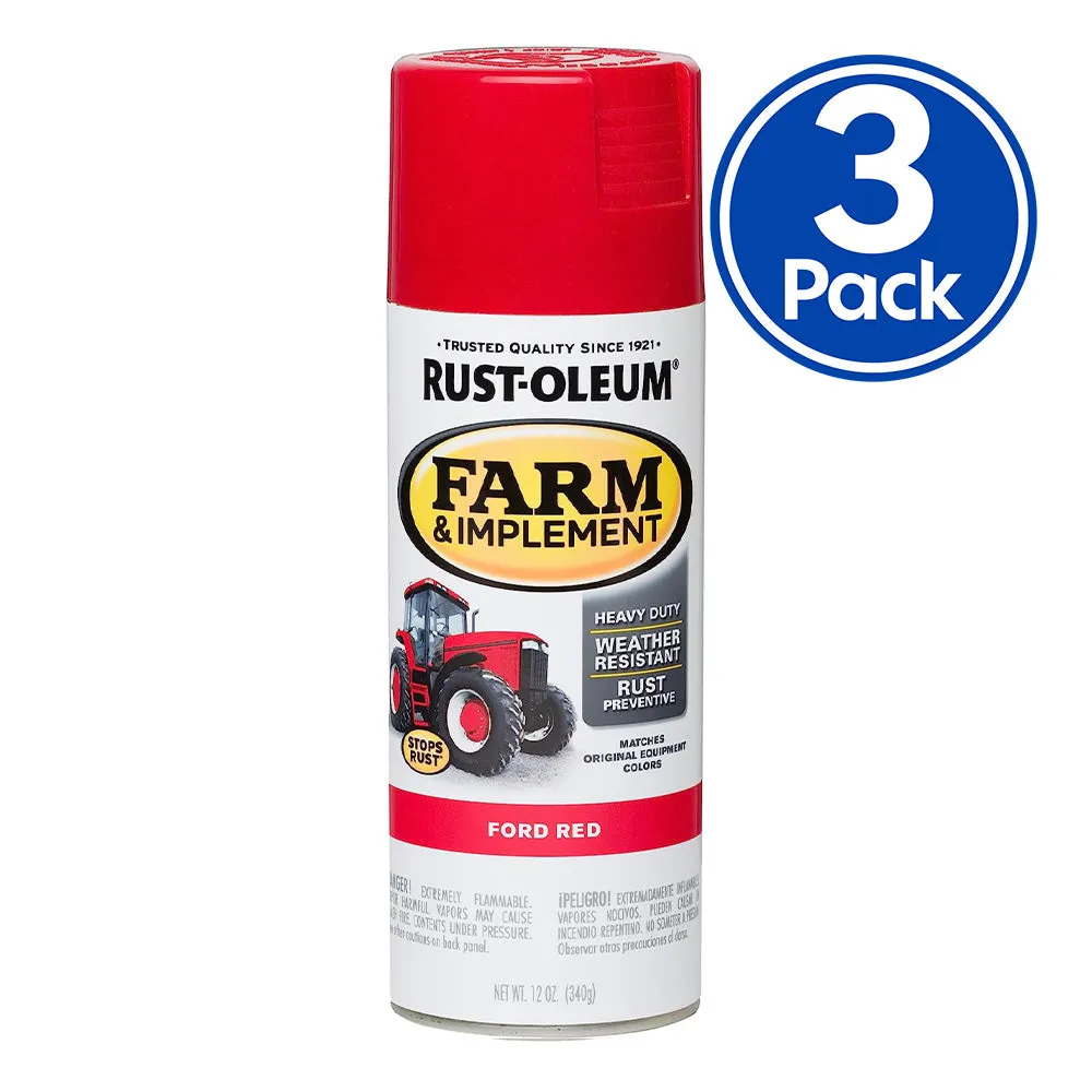 RUST-OLEUM Farm Equipment Spray Paint Ford Red 340g Aerosol x 3 Pack