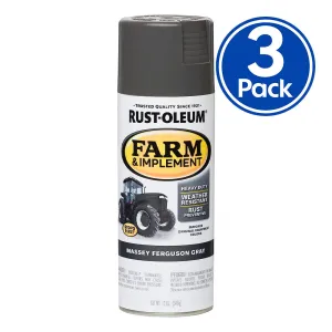 RUST-OLEUM Farm Equipment Spray Paint Massey Ferguson Grey 340g Aerosol x 3 Pack