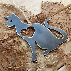 Rustic Steel Ornament - Cat