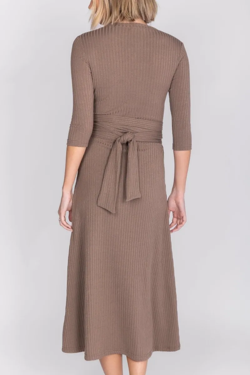 SARAH DRESS 3/4 SLEEVES (MOCHA)