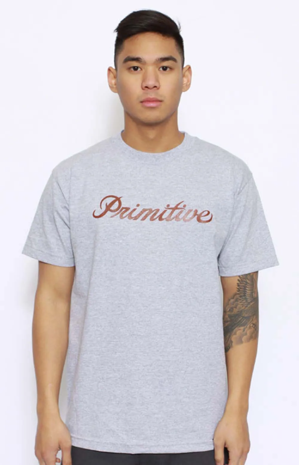 Signature Script T-Shirt - Grey/Brown