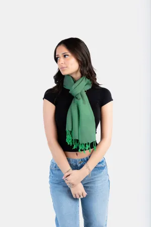 Small Solid Handwoven Scarf - Green & Gray