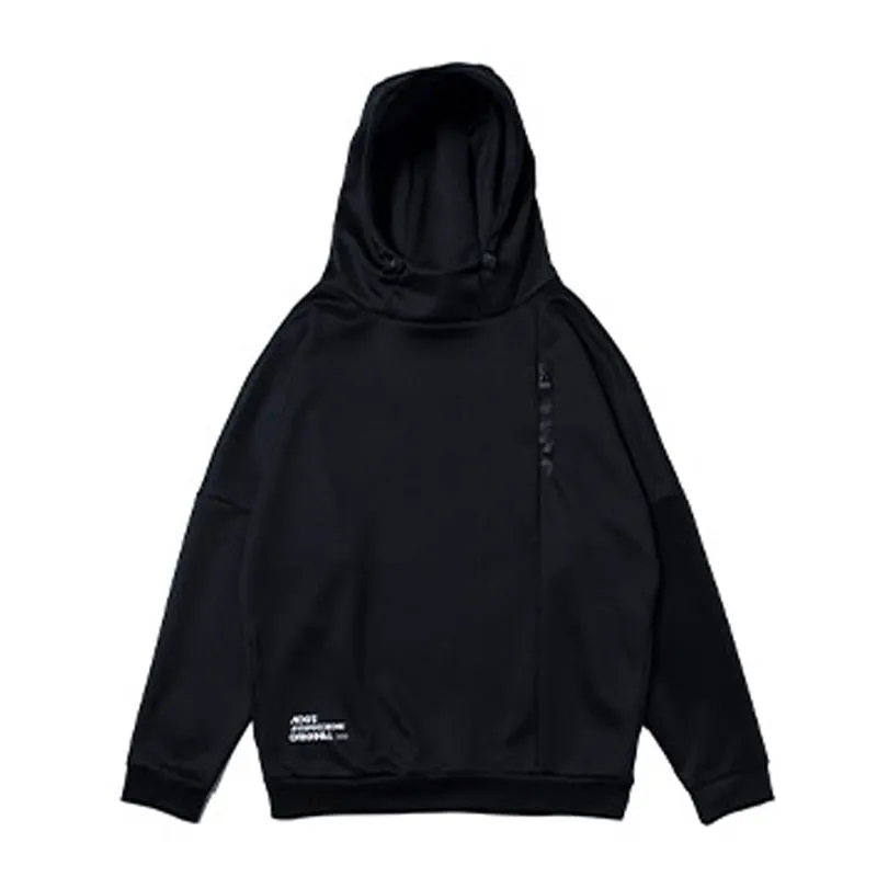 Techwear Letter Printed Harajuku Hoodie Sweatshirts Mens Cotton Pullover Hip Hop Streetwear Black WB185