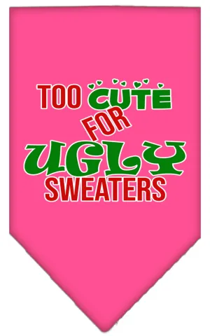 Too Cute For Ugly Sweaters Screen Print Bandana Bright Pink Large