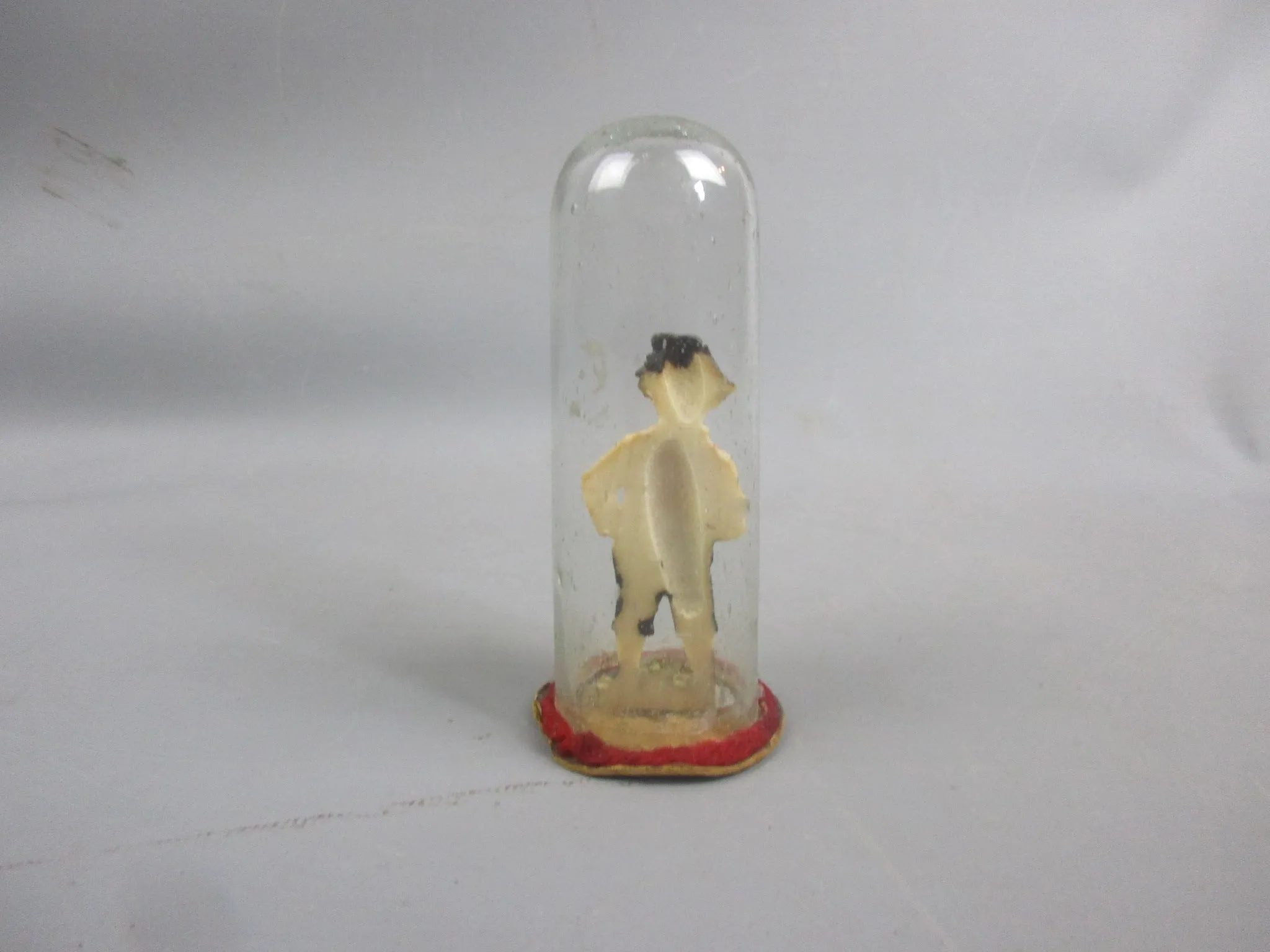 Usual Wax Boy Figure In Glass Dome Ornamenet Antique Art Deco c1930