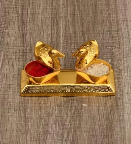 VOIDROP Metal Pair of Duck Showpiece Chopda | Brass Pair of Swan Statue Showpiece for Home Decor and Gift Purposes (Duck)