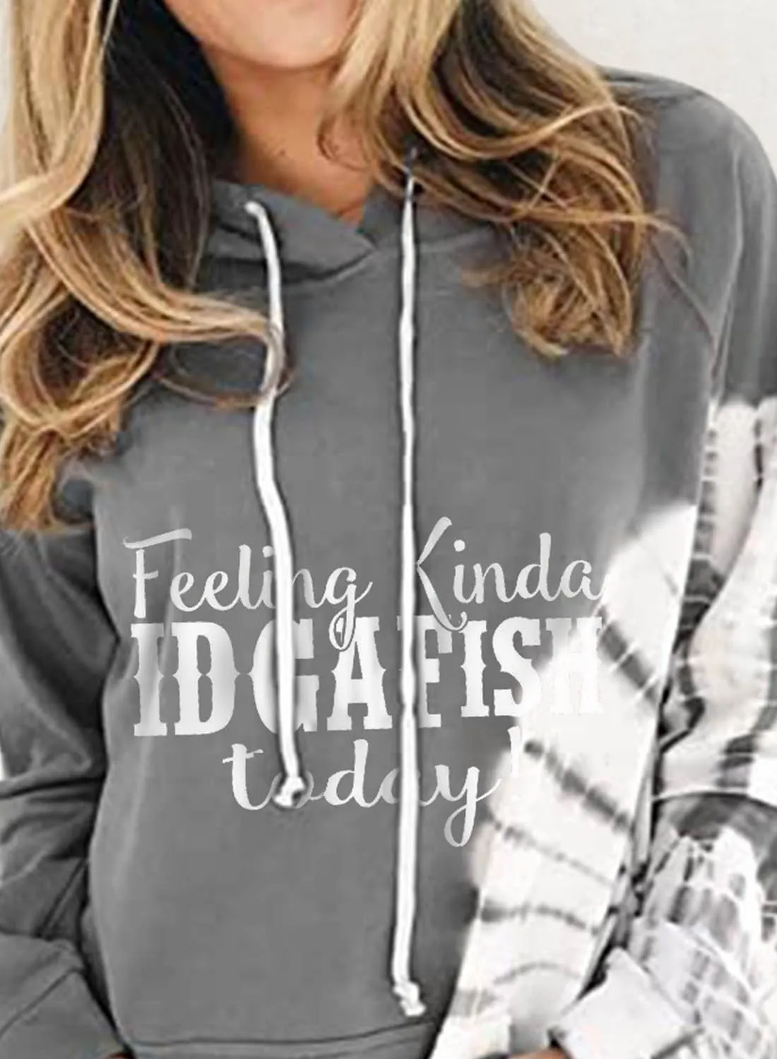 Women's Hoodies Letter Solid Drawstring Pocket Long Sleeve Casual Hoodies