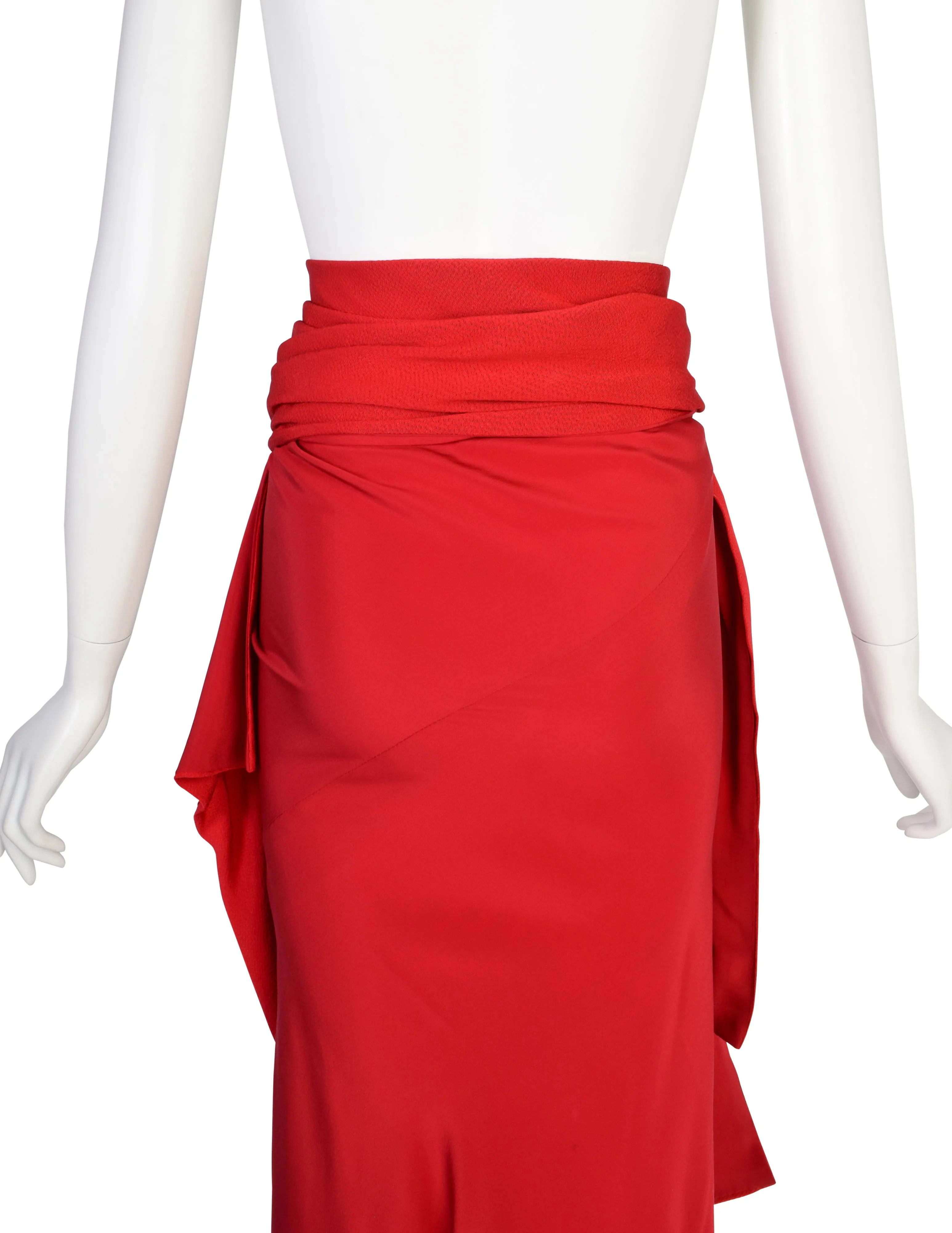 Yohji Yamamoto Vintage Incredible Red Silk Draping Wrap Skirt