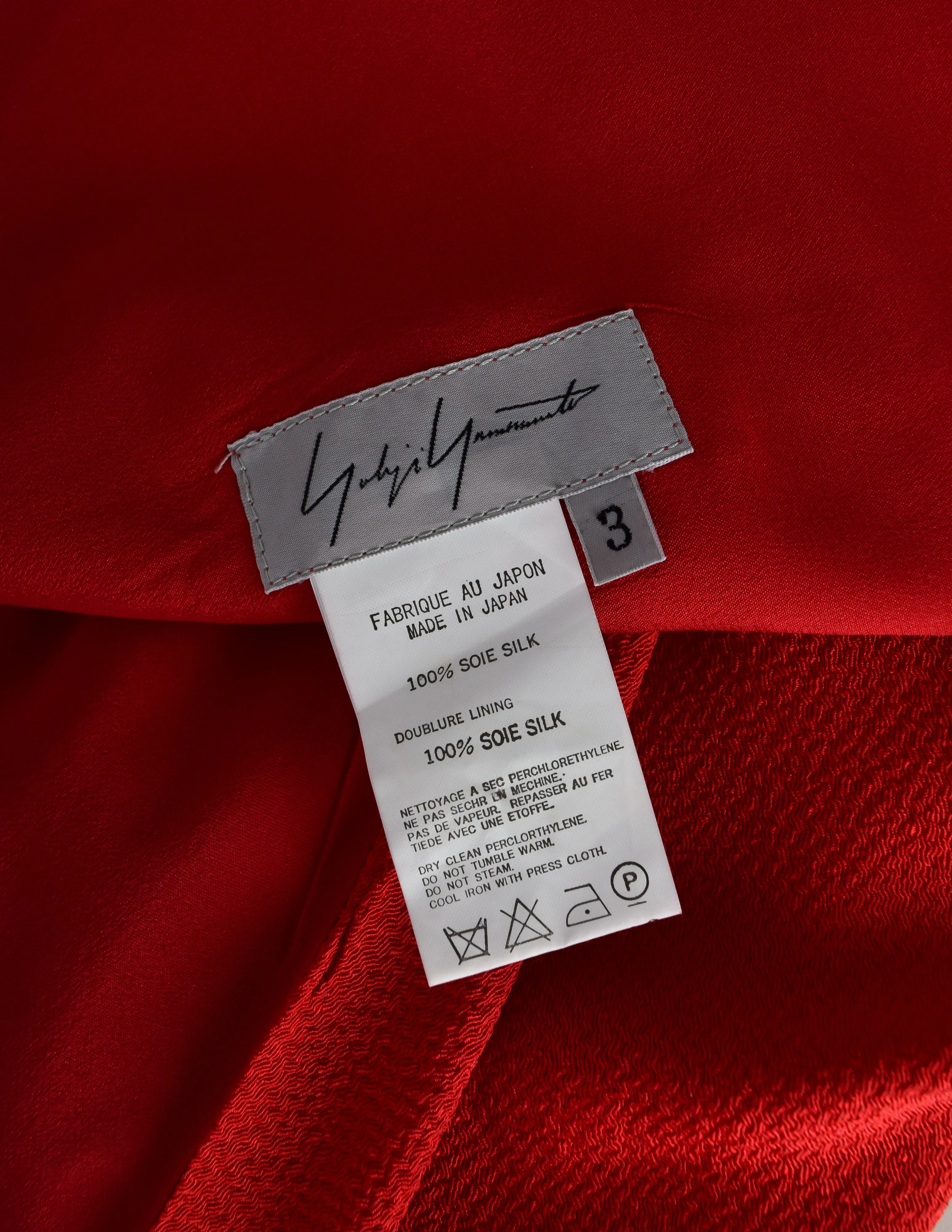 Yohji Yamamoto Vintage Incredible Red Silk Draping Wrap Skirt